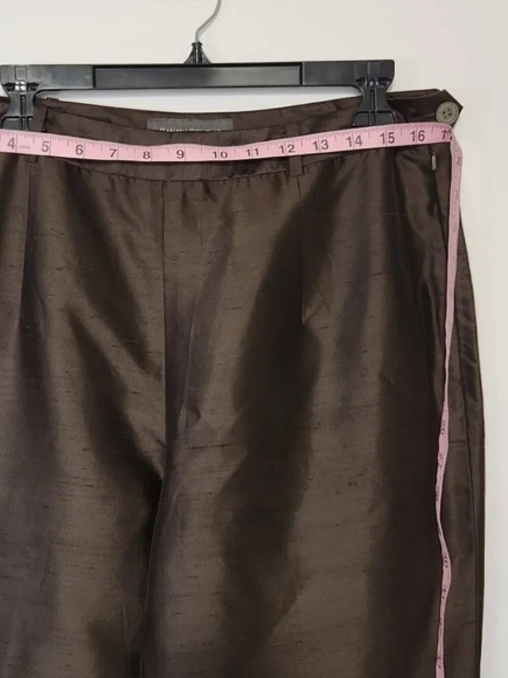 Banana Republic Women's Size 14 Brown Sheen 100% Silk Side Zip Closure Pants